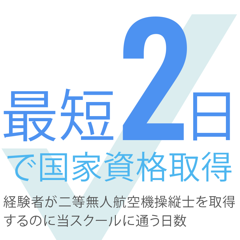最短２日で国家資格を取得　経験者が二等無人航空機操縦士を取得するのに通う日数